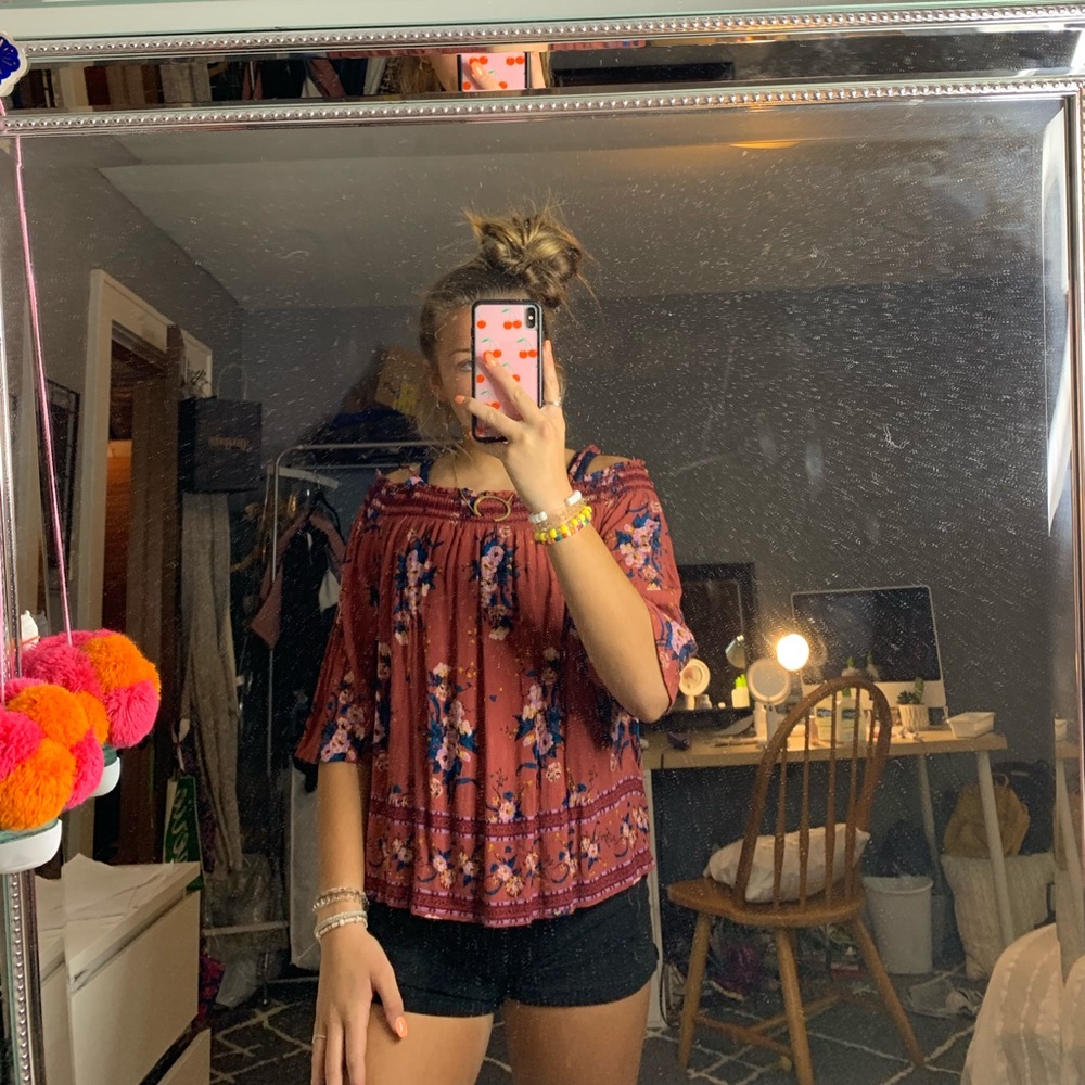 Floral top off the shoulder